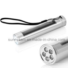 Lampe de poche solaire à DEL de 5 LED en alliage d&#39;aluminium portable